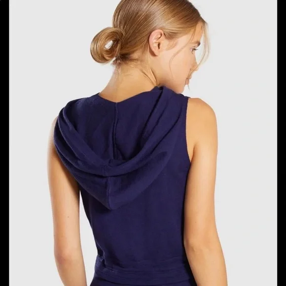 PLEASE DO NOT PURCHASE Gymshark Isla Knit Sleeveless Hoodie Navy Small Merino - Picture 3 of 7